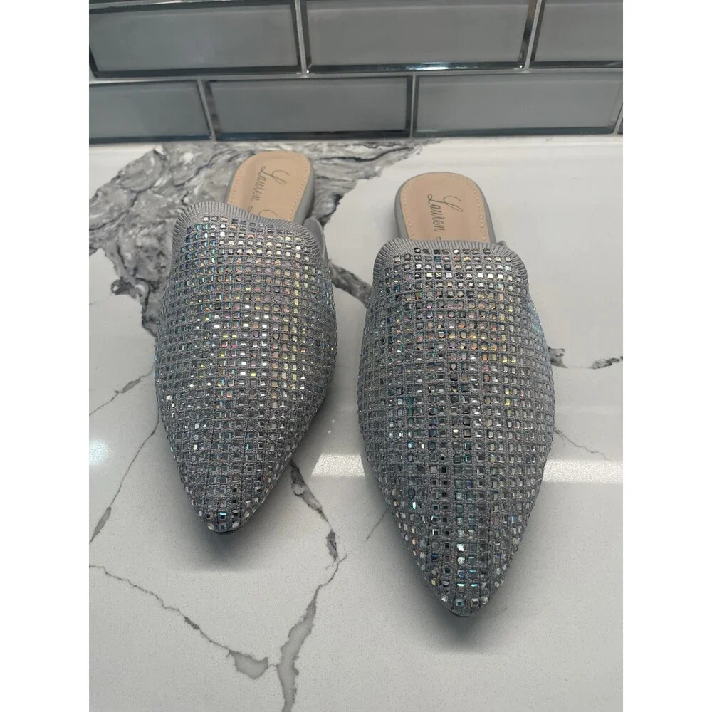 Lauren Lorraine Sharon Sandals Silver Size 8 Dressy Sparkle‎ Shoes NIB NEW